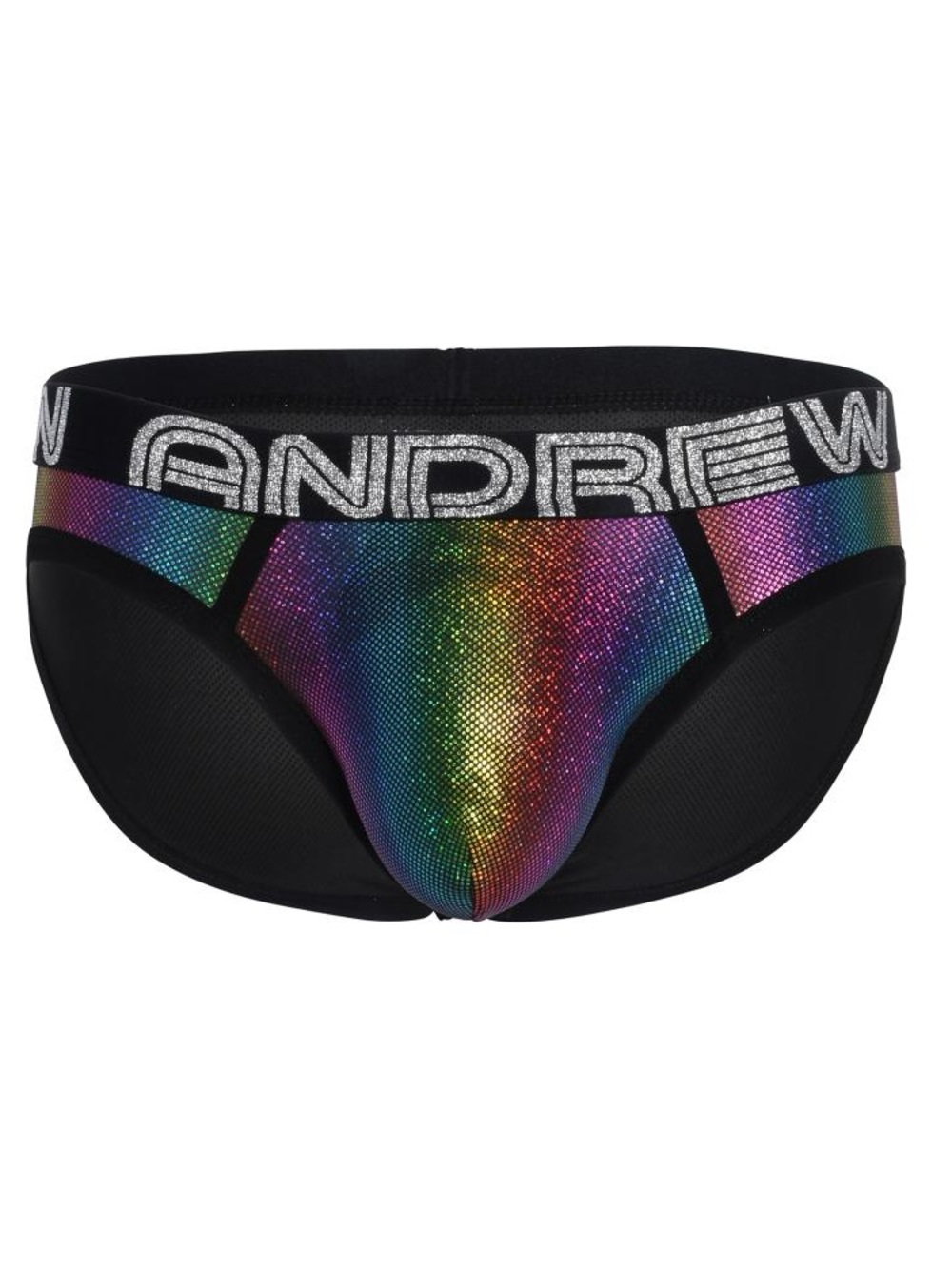 Limited Edition Andrew Christian Rainbow Metallic Brief with Black Trim